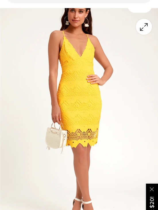 Lulus Dresses & Skirts - Lulu's Canary Lace V-Neck Midi Dress